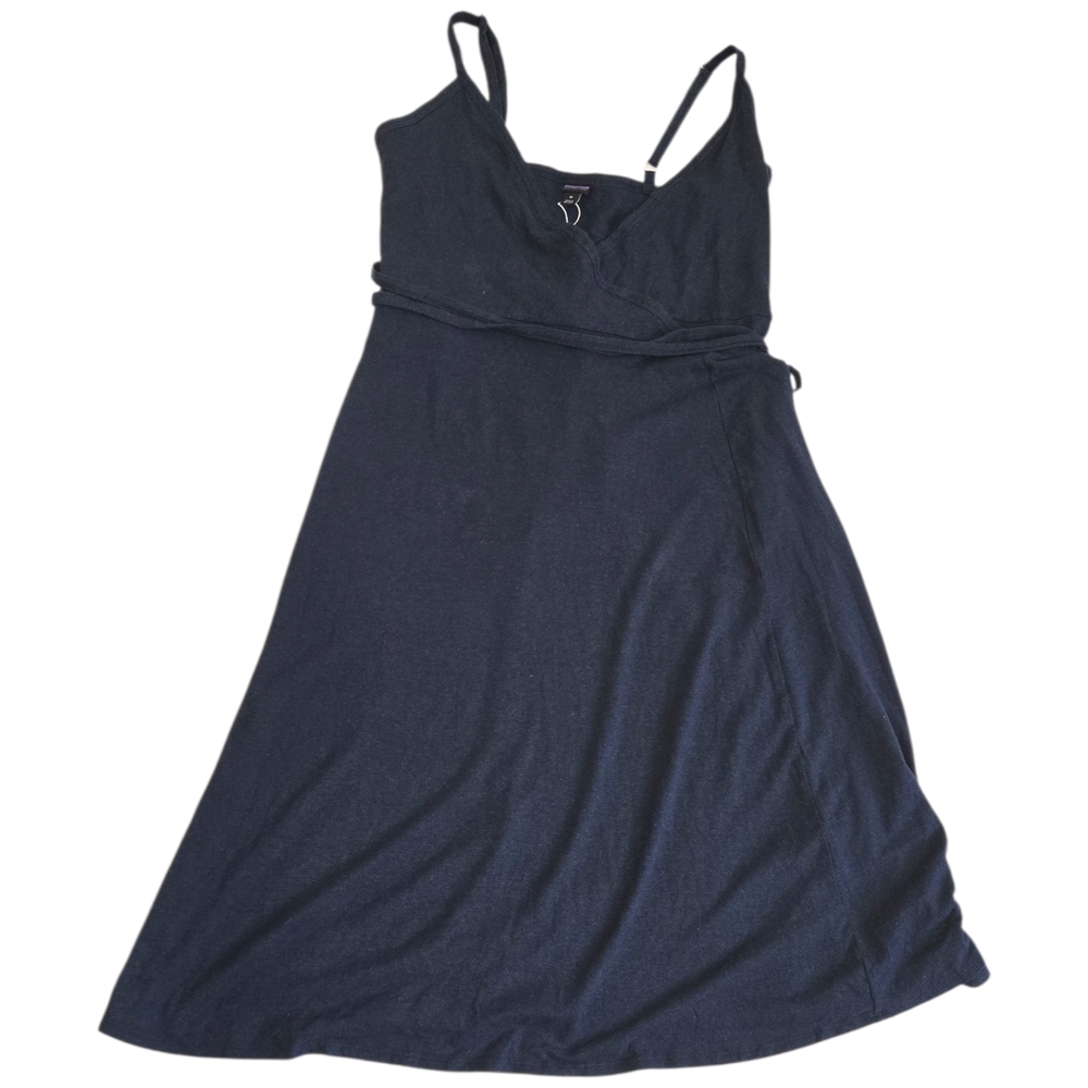 Patagonia Wear With All Wrap Dress Hemp Organic Cotton Dark Blue Midi Med 75220 - Picture 7 of 13